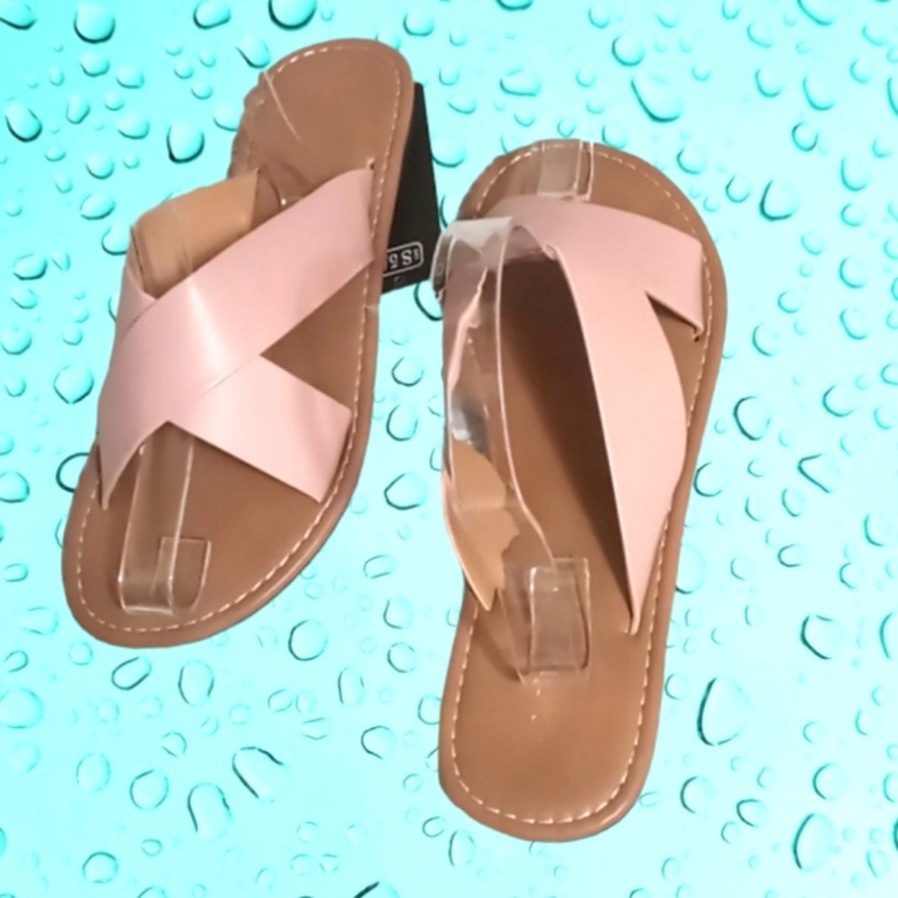 NWT Charles Albert sandals size small 5/6 pink Criss cross straps